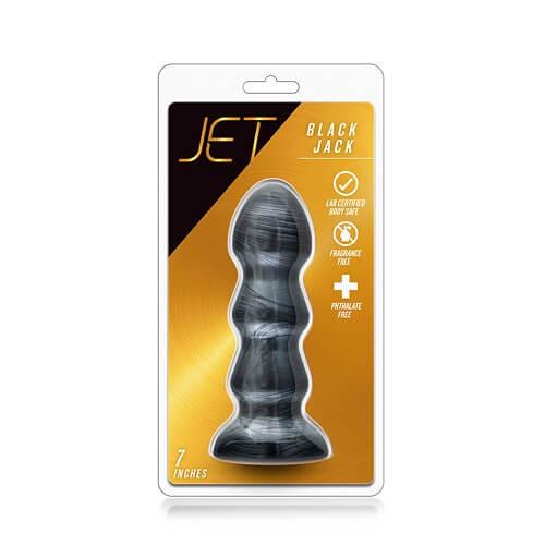 Jet Black Jack Large Ribbed Butt Plug 7 inches - Sydney Rose Lingerie 