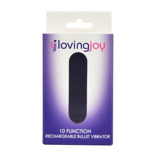 Loving Joy 10 Function Rechargeable Bullet Vibrator Black - Sydney Rose Lingerie 