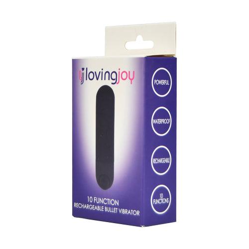 Loving Joy 10 Function Rechargeable Bullet Vibrator Black - Sydney Rose Lingerie 