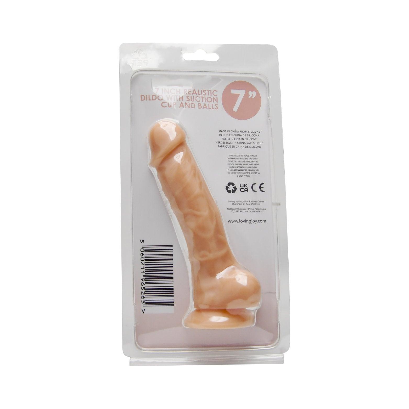 Loving Joy 7 Inch Realistic Silicone Dildo with Suction Cup and Balls Vanilla - Sydney Rose Lingerie 