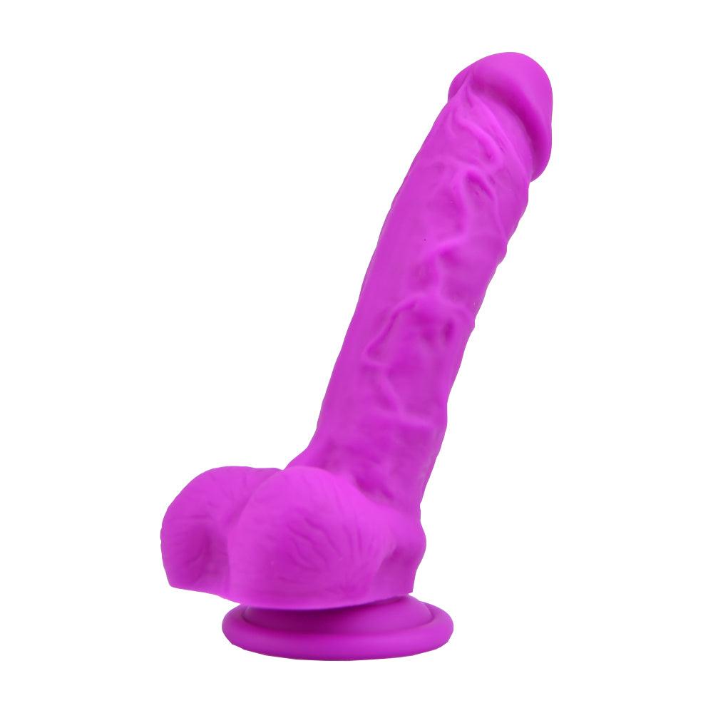 Loving Joy 8 Inch Realistic Silicone Dildo with Suction Cup and Balls Purple - Sydney Rose Lingerie 