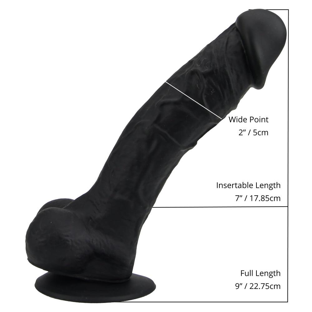 Loving Joy 9 Inch Realistic Silicone Dildo with Suction Cup and Balls Black - Sydney Rose Lingerie 