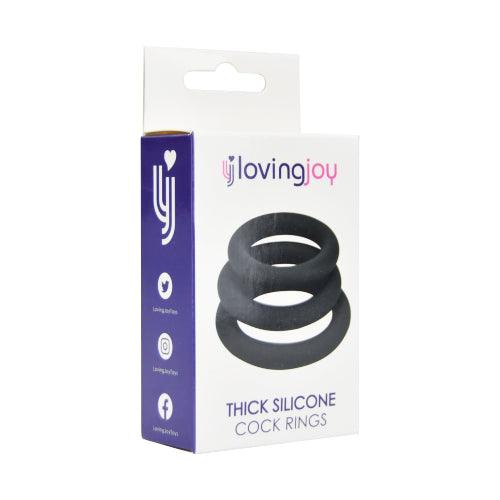 Loving Joy Thick Silicone Cock Rings 3 Pack Grey - Sydney Rose Lingerie 