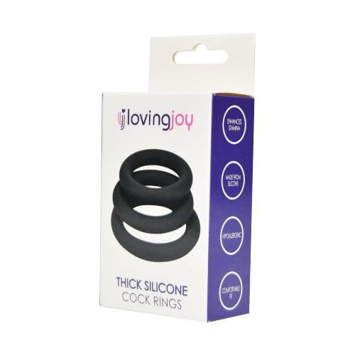 Loving Joy Thick Silicone Cock Rings 3 Pack Grey - Sydney Rose Lingerie 