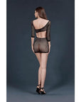 Moonlight Asymmetric Style Crochet Mini Dress Black One Size - Sydney Rose Lingerie 