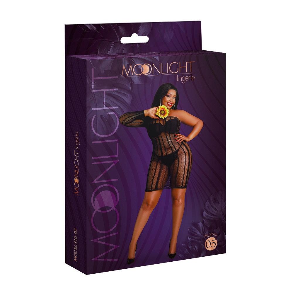 Moonlight Black Stripe Mini Dress Plus Size - Sydney Rose Lingerie 