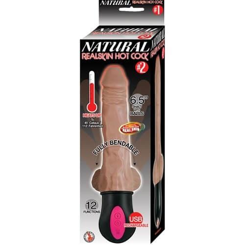 Realistic Warming 6.5 inch Vibrating Dildo with Balls Brown - Sydney Rose Lingerie 