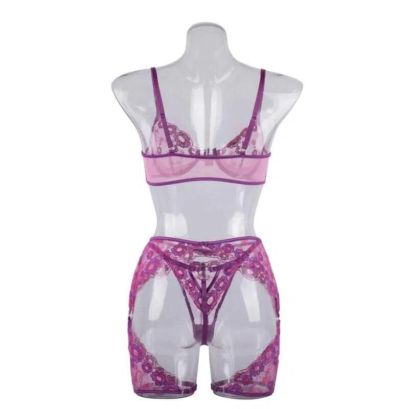 Sexy Transparent Three-Piece Underwear Set with Front Detachable - Little Miss Vanilla