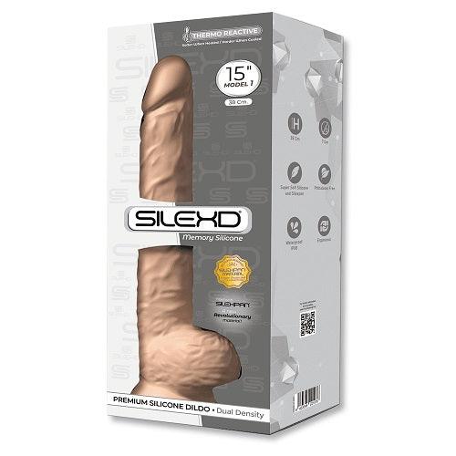 SilexD 15 inch Realistic Silicone Dual Density Dildo with Suction Cup with Balls - Sydney Rose Lingerie 