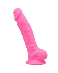 SilexD 7 inch Glow in the Dark Realistic Silicone Dual Density Dildo with Suction Cup and Balls Pink