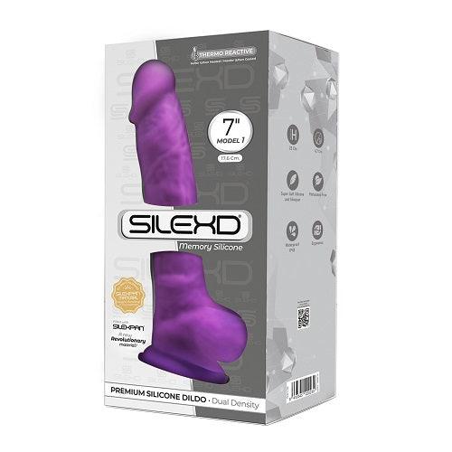 SilexD 7 inch Realistic Silicone Dual Density Dildo with Suction Cup and Balls Purple - Sydney Rose Lingerie 