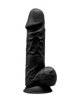 SilexD 8.5 inch Realistic Silicone Dual Density Girthy Dildo with Suction Cup with Balls Black
