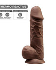 SilexD 8.5 inch Realistic Silicone Dual Density Girthy Dildo with Suction Cup with Balls Brown