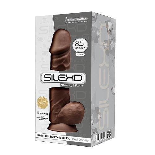 SilexD 8.5 inch Realistic Silicone Dual Density Girthy Dildo with Suction Cup with Balls Brown - Sydney Rose Lingerie 