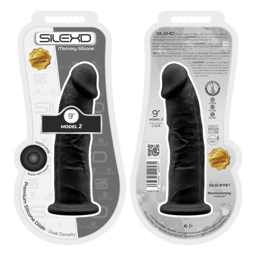 SilexD 9 inch Realistic Girthy Silicone Dual Density Dildo with Suction Cup Black - Sydney Rose Lingerie 