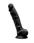 SilexD 9 inch Realistic Silicone Dual Density Dildo with Suction Cup with Balls Black