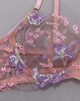 Stunning Sexy Bra and Panties Set with Purple Embroidery - B2B Lingerie Supplier - Little Miss Vanilla