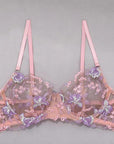Stunning Sexy Bra and Panties Set with Purple Embroidery - B2B Lingerie Supplier - Little Miss Vanilla