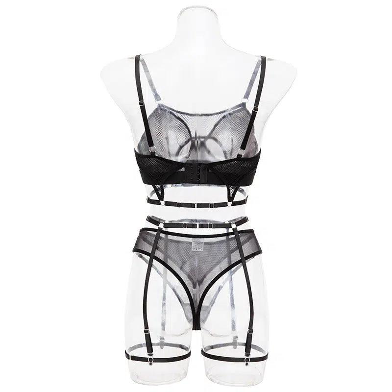 Wholesale Fashionable Hollow Sexy Bra Set with Fishnet Detailing - Little Miss Vanilla
