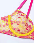 Wholesale Lace and Eyelash Bra and Panty Set with Love Embroidery - Little Miss Vanilla