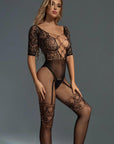 Wholesale Sexy Full Body Fishnet with Floral Jacquard - Little Miss Vanilla