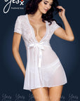 Yesx YX169 3pc Gown,panty & Belt White - Sydney Rose Lingerie 