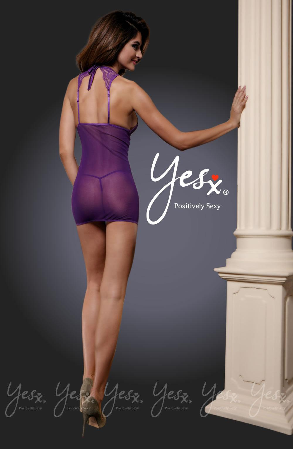 YesX YX630 2pc Dress & Thong Purple - Sydney Rose Lingerie 