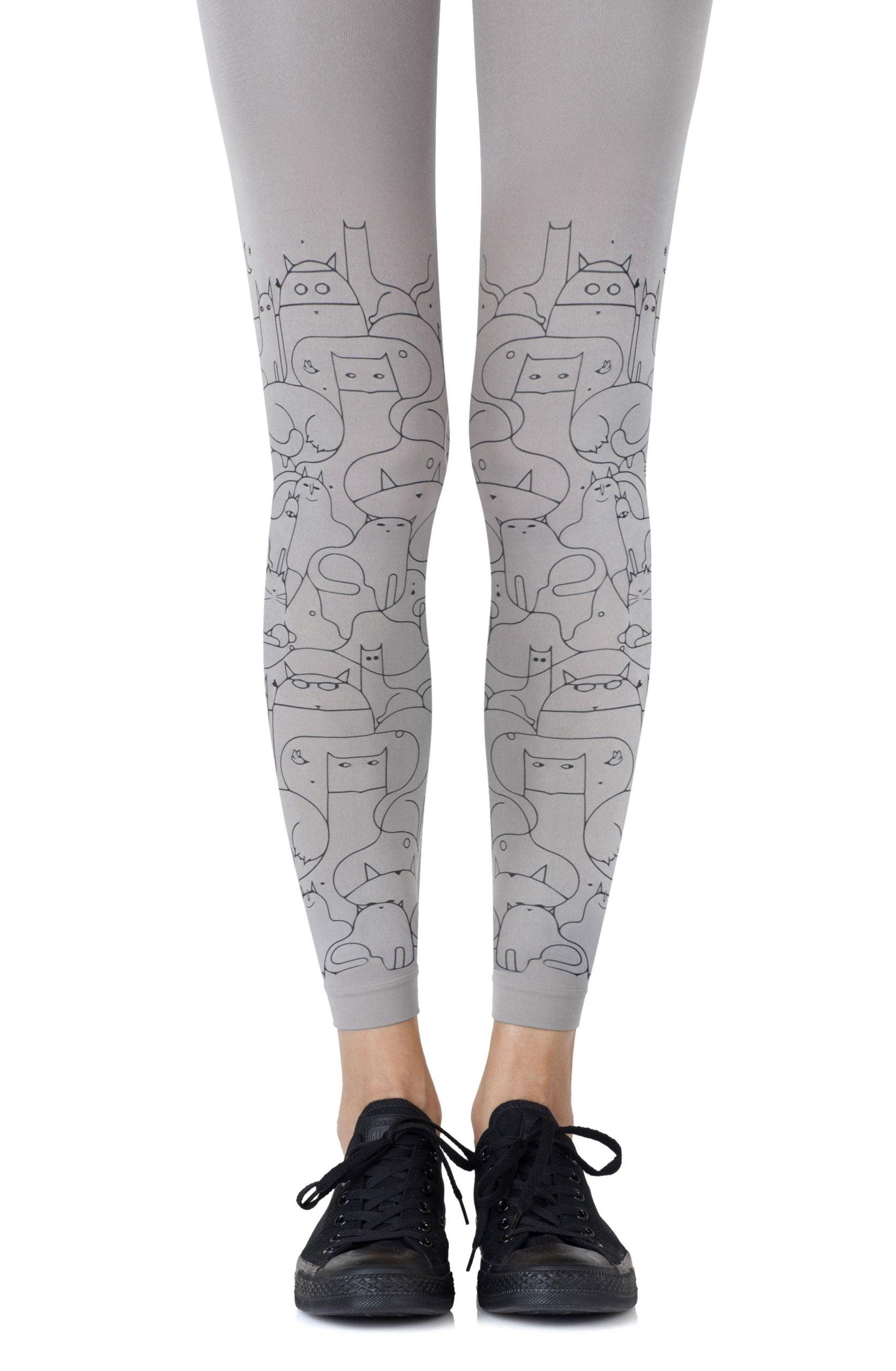 Zohara &quot;Cat Lady&quot; Grey Footless Tights - Sydney Rose Lingerie 