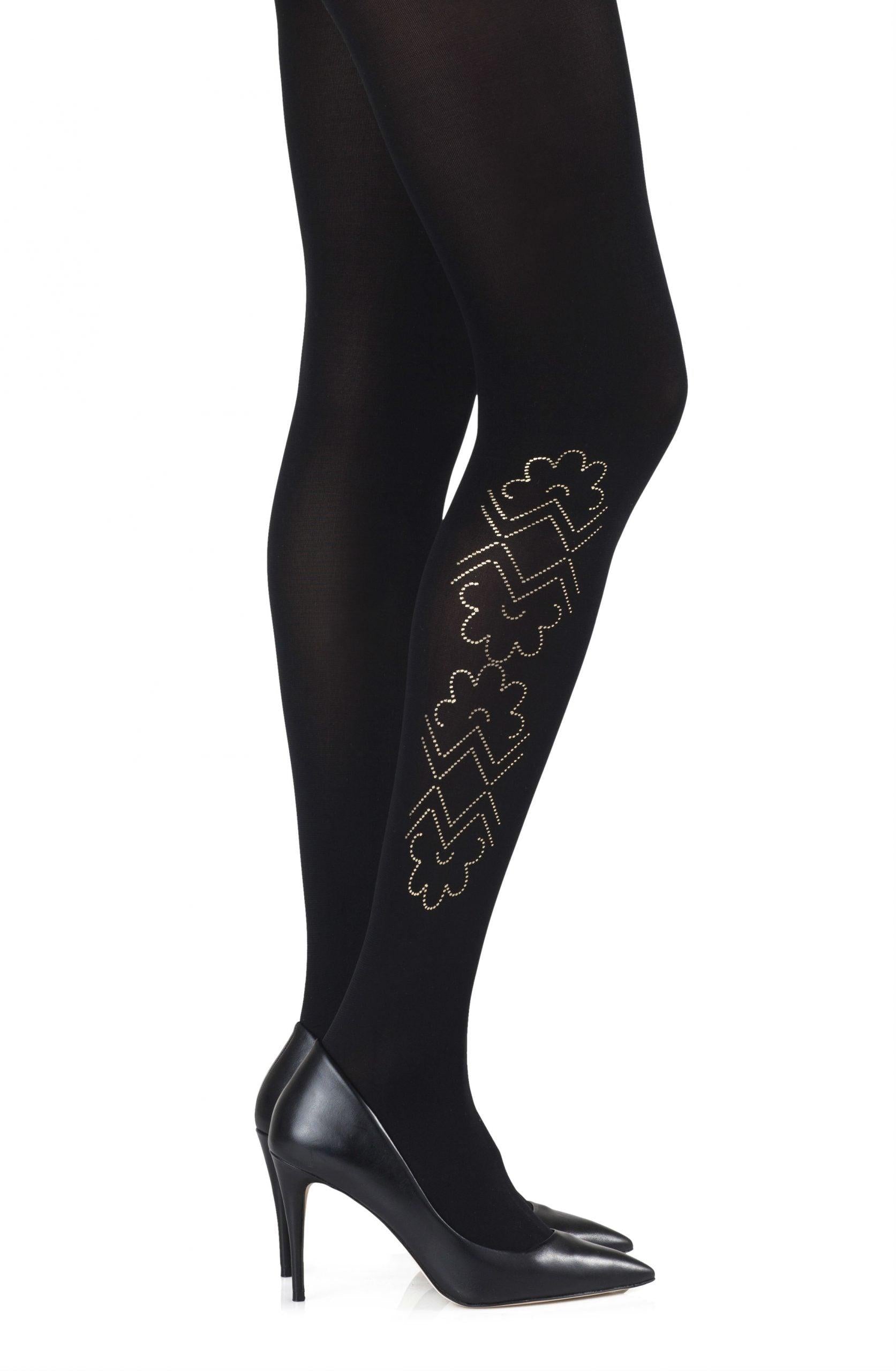 Zohara &quot;Caught In The Metal&quot; Black Print Tights - Sydney Rose Lingerie 