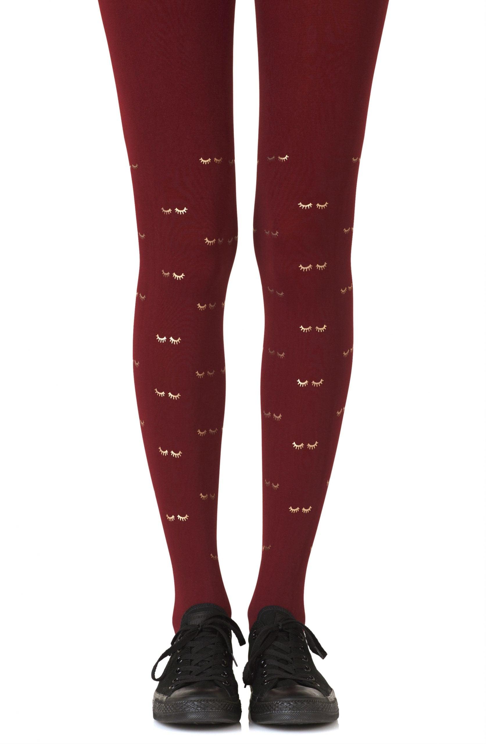 Zohara &quot;Daydreaming&quot; Burgundy Print Tights - Sydney Rose Lingerie 