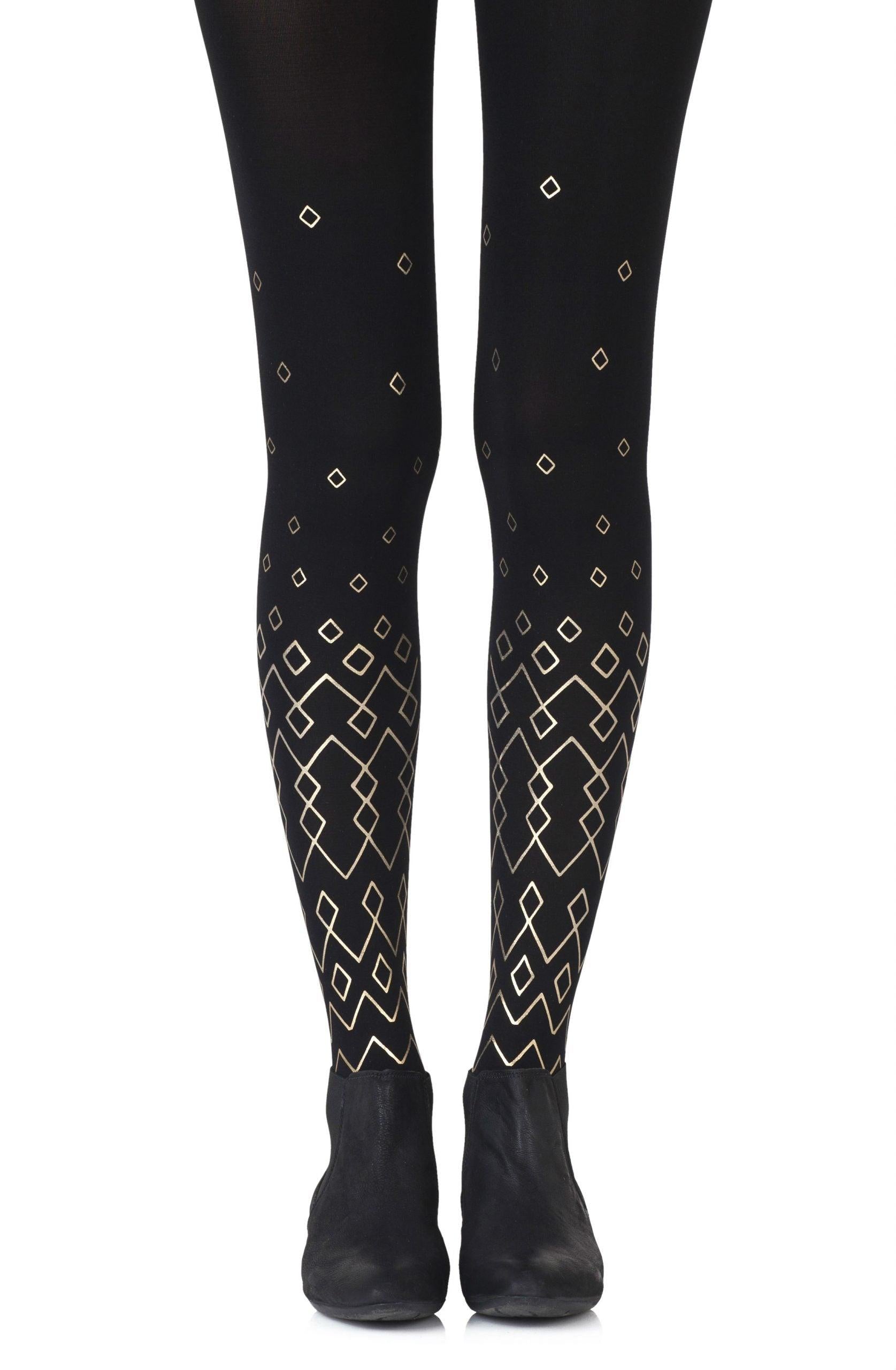 Zohara &quot;Diamonds Are Forever&quot; Black Print Tights - Sydney Rose Lingerie 