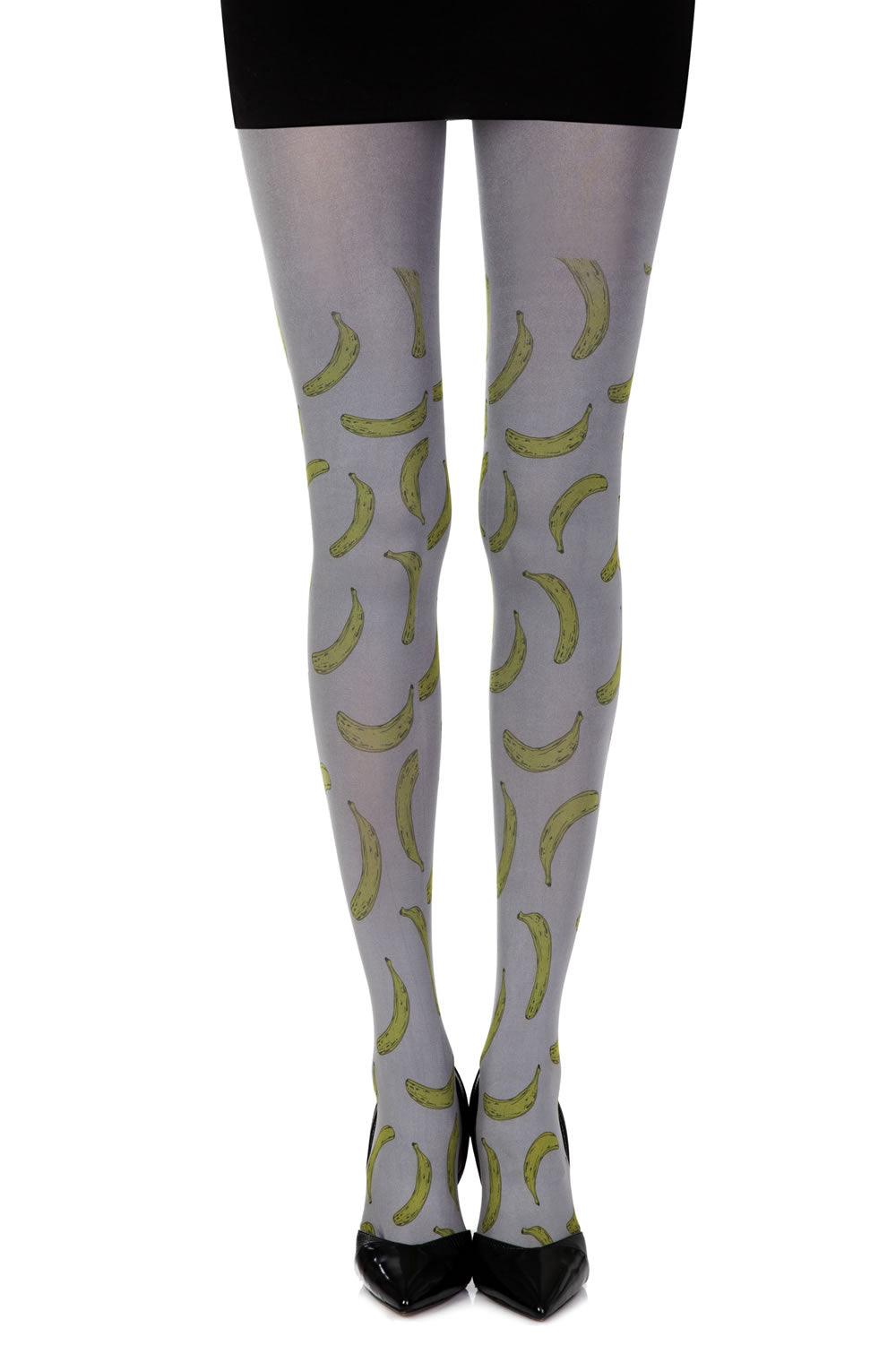 Zohara &quot;Going Bananas&quot; Grey Print Tights - Sydney Rose Lingerie 