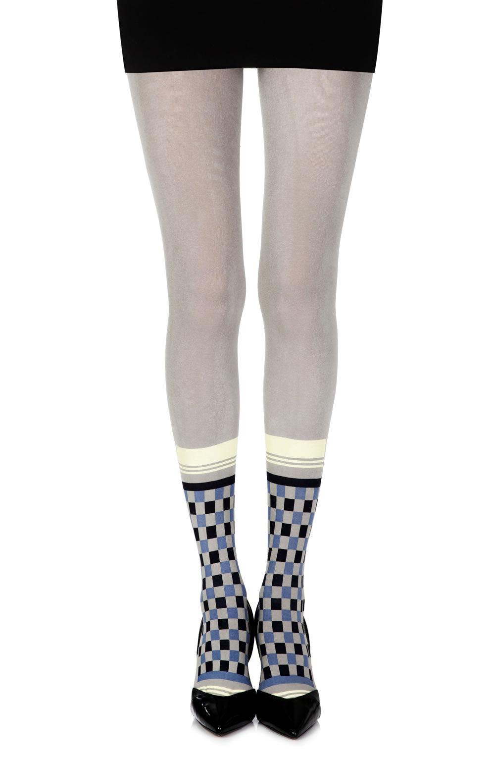 Zohara &quot;Happy Socks&quot; Grey/Multi Print Tights - Sydney Rose Lingerie 