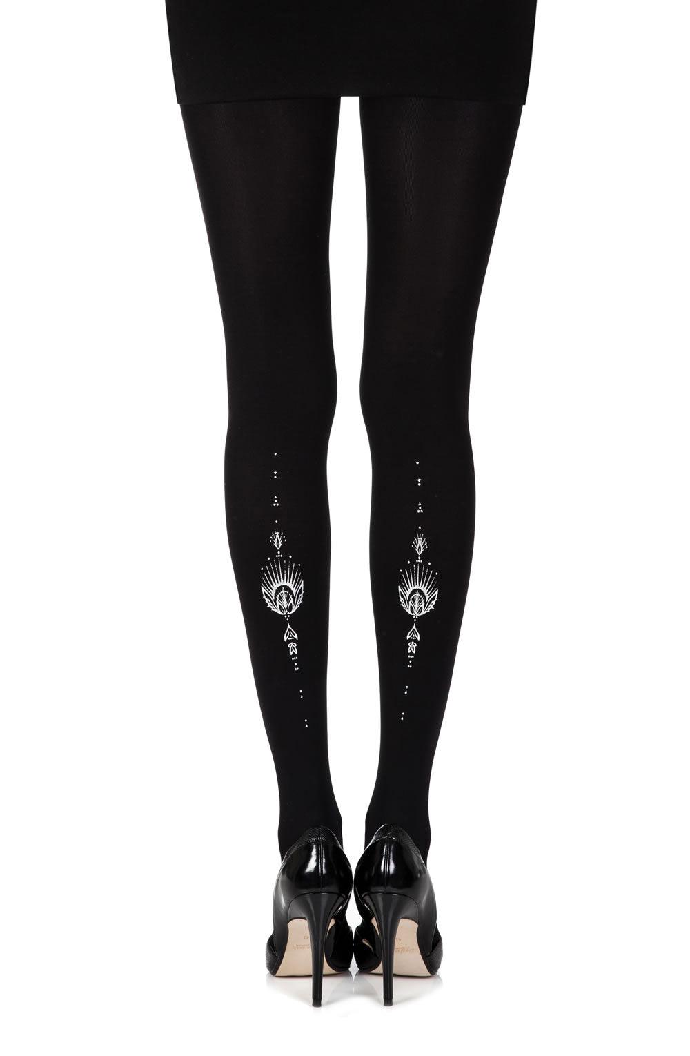 Zohara &quot;Jewel In The Night&quot; Black Print Tights - Sydney Rose Lingerie 