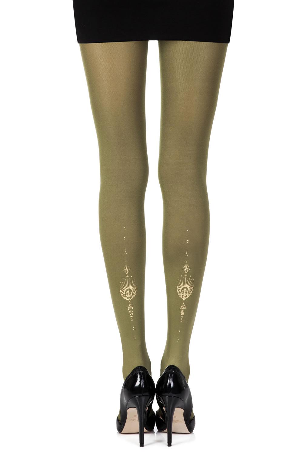 Zohara &quot;Jewel In The Night&quot; Green Print Tights - Sydney Rose Lingerie 