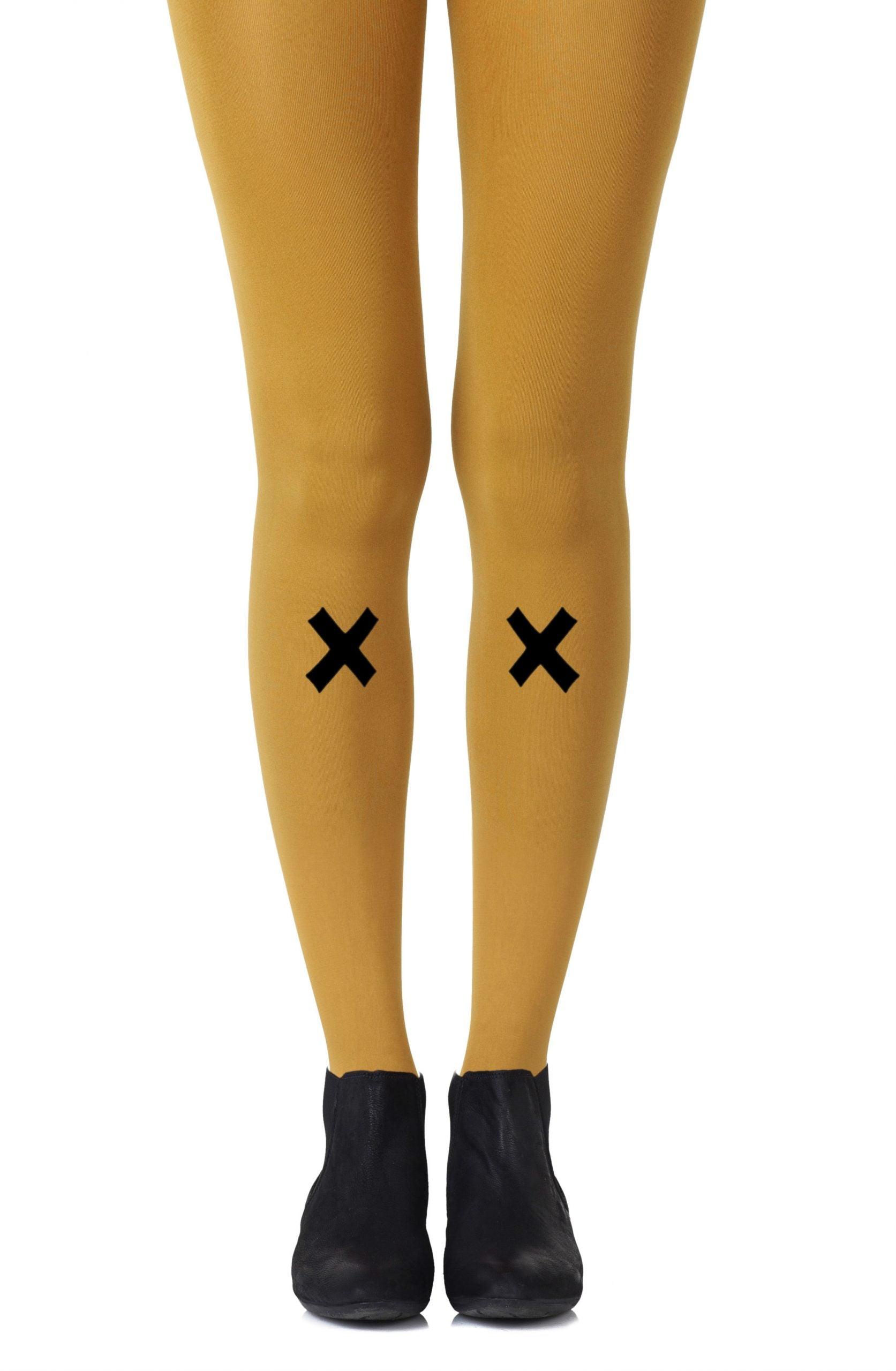 Zohara "Kiss and Tell" Mustard Print Tights - Sydney Rose Lingerie 