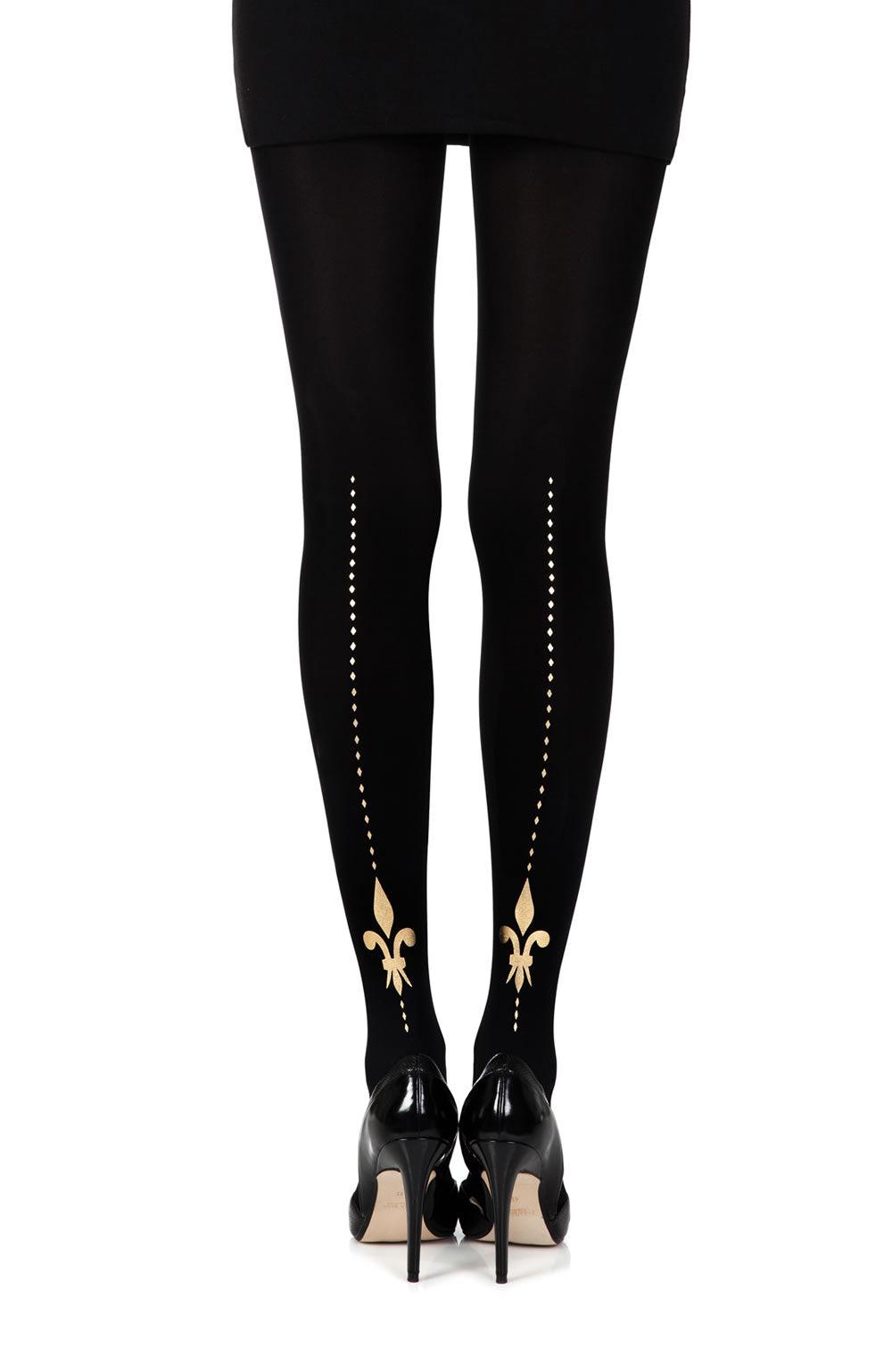 Zohara &quot;Lily Of The Valley&quot; Black Print Tights - Sydney Rose Lingerie 