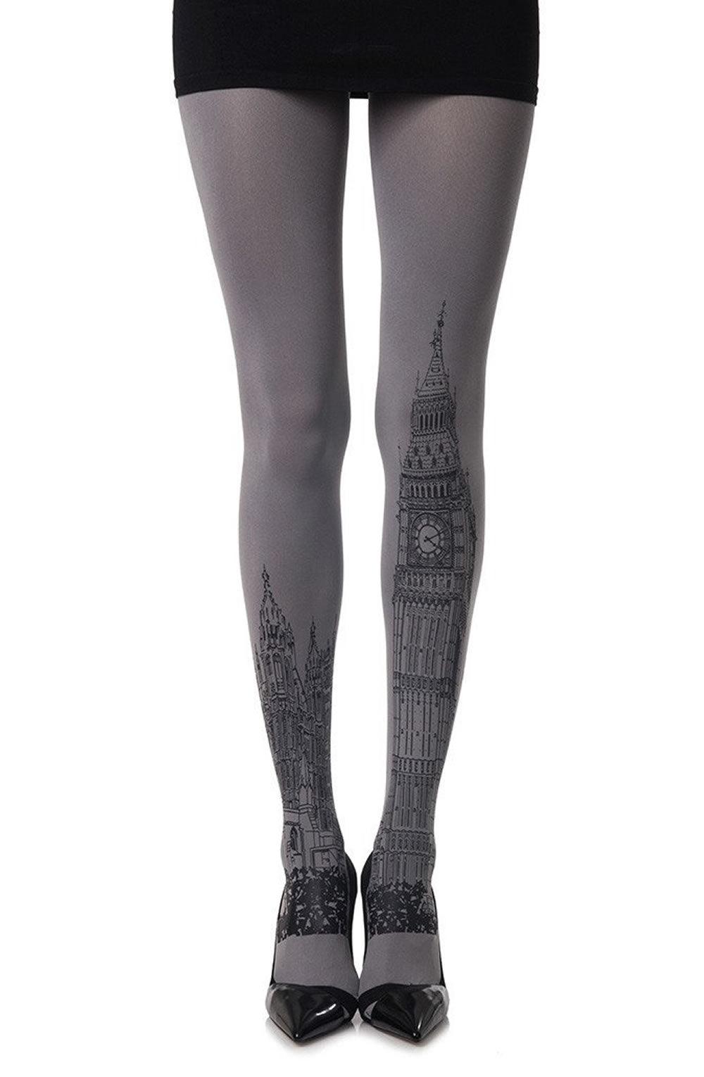Zohara London Time&quot; Grey Print Tights&quot; - Sydney Rose Lingerie 