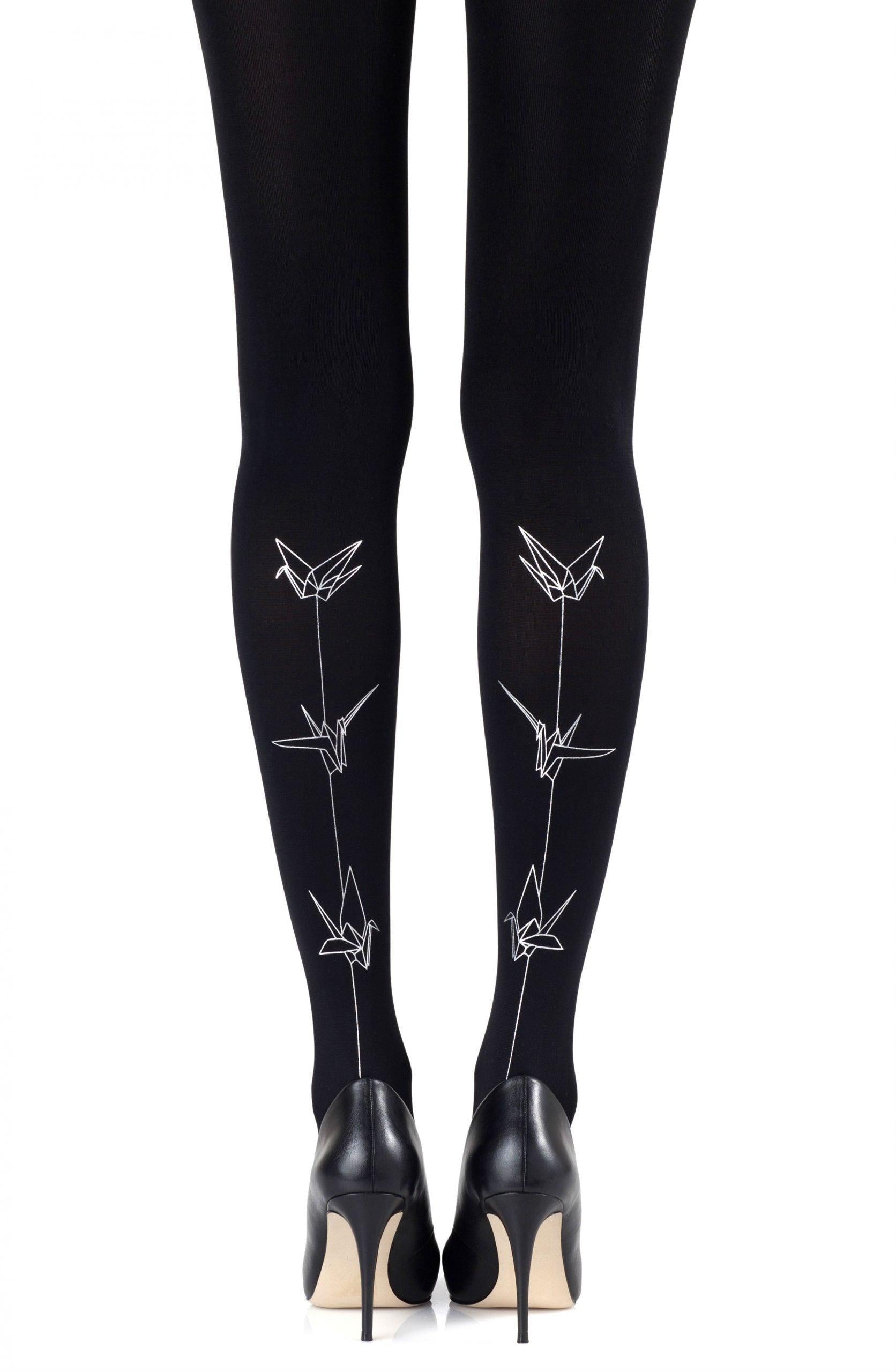 Zohara &quot;Paper Planes&quot; Silver Print Tights - Sydney Rose Lingerie 