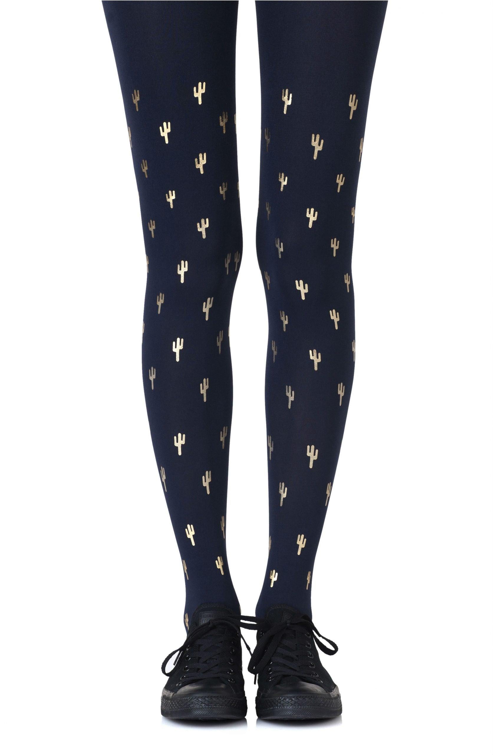 Zohara &quot;Prickly Pear&quot; Gold Print Tights - Sydney Rose Lingerie 