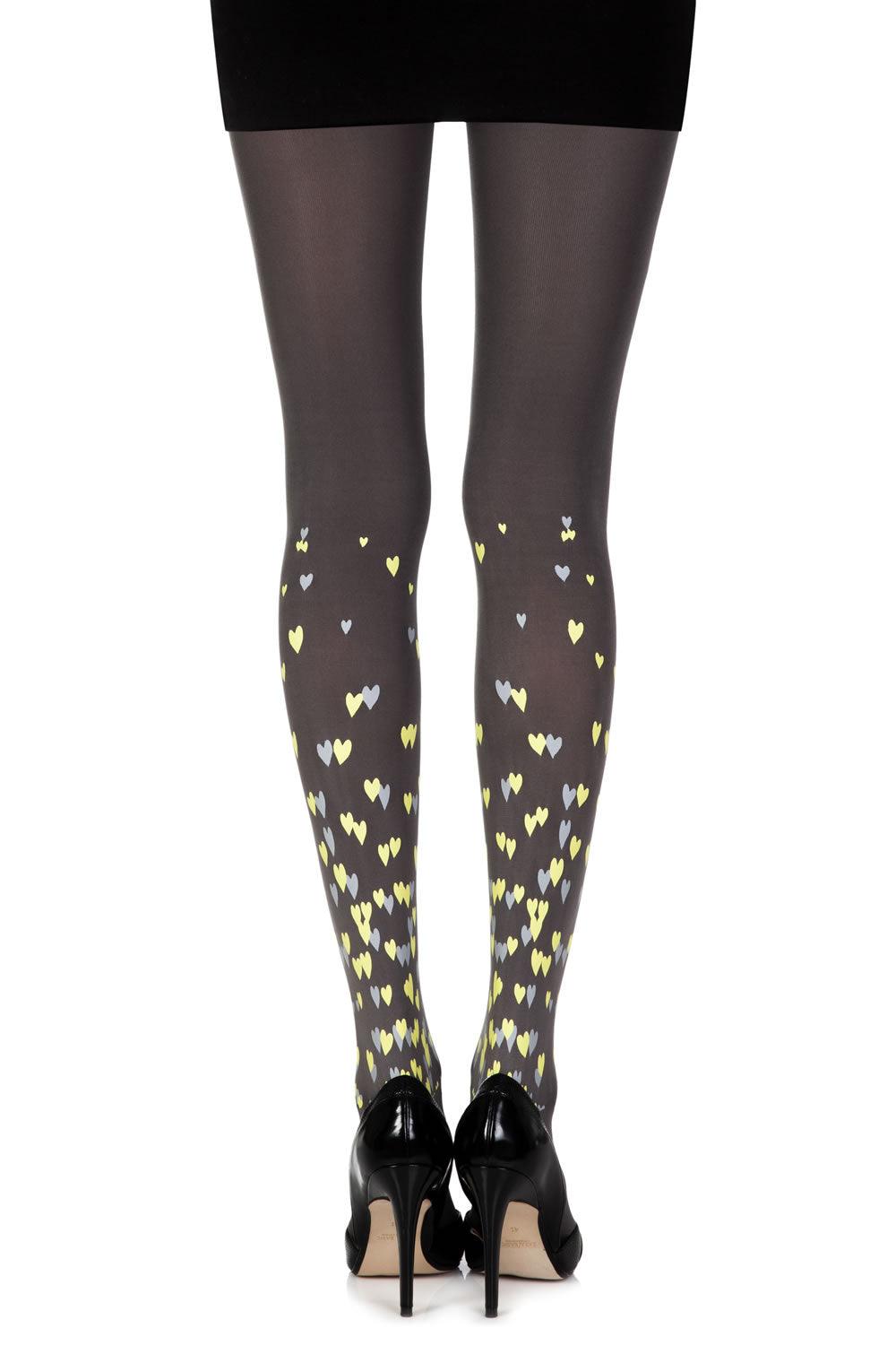Zohara "Queen Of Hearts" Grey Print Tights - Sydney Rose Lingerie 