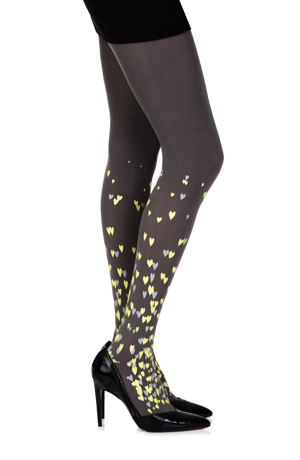 Zohara &quot;Queen Of Hearts&quot; Grey Print Tights - Sydney Rose Lingerie 