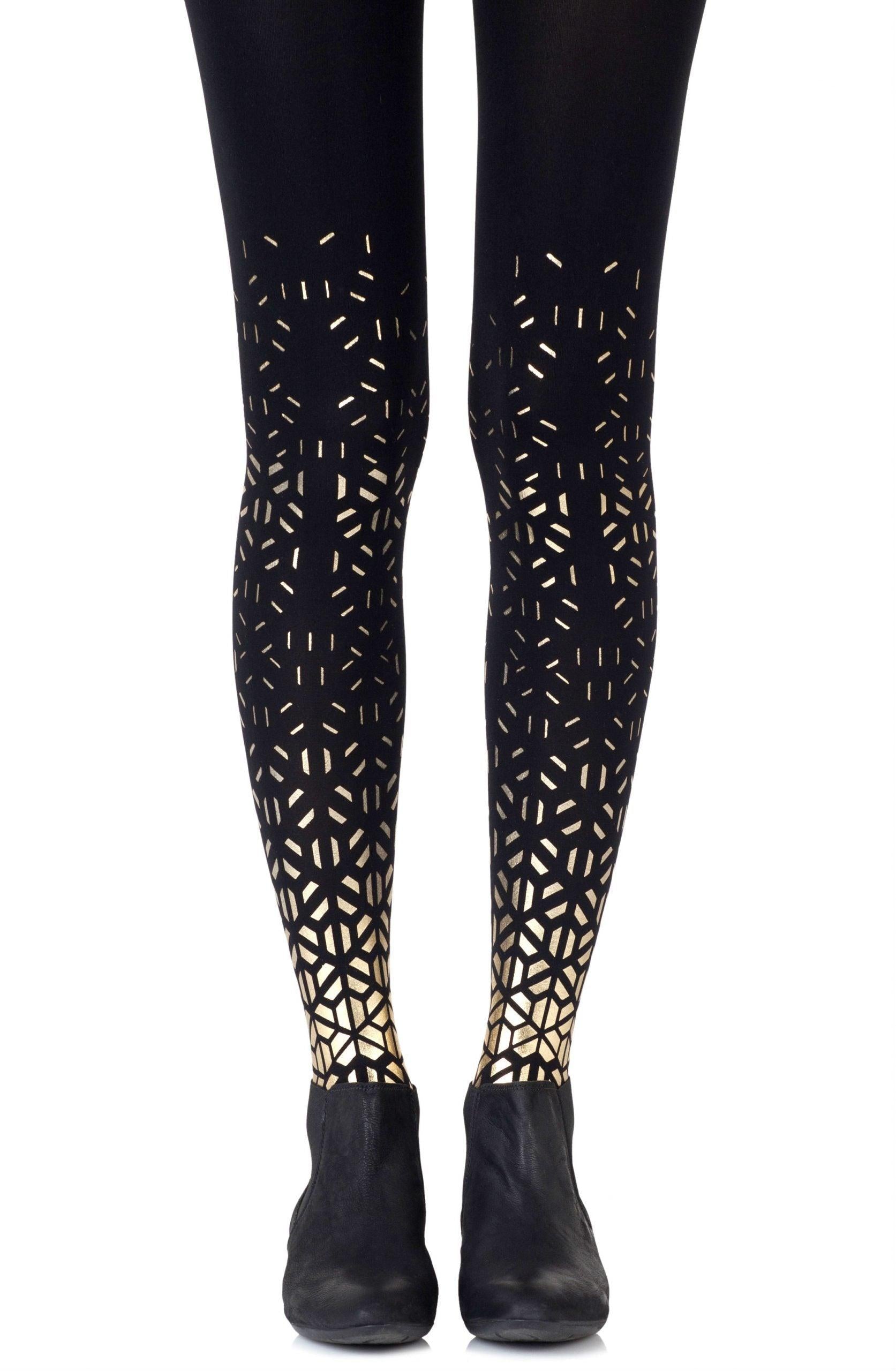 Zohara &quot;Shape Up&quot; Gold Print Tights - Sydney Rose Lingerie 