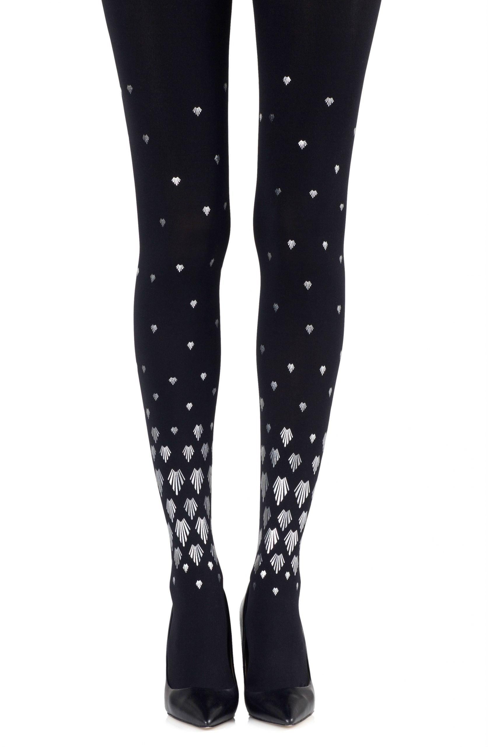 Zohara "Shell Out" Black Print Tights - Sydney Rose Lingerie 