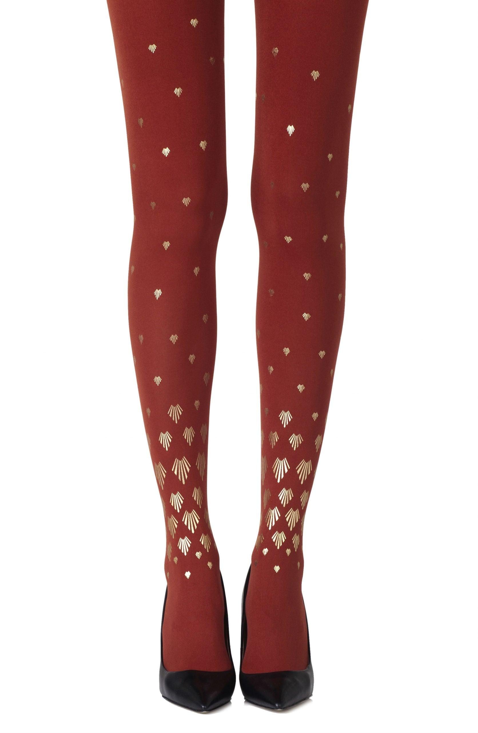 Zohara &quot;Shell Out&quot; Rust Print Tights - Sydney Rose Lingerie 