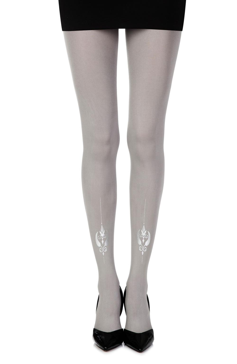 Zohara &quot;Silver Line&quot; Grey Print Tights - Sydney Rose Lingerie 