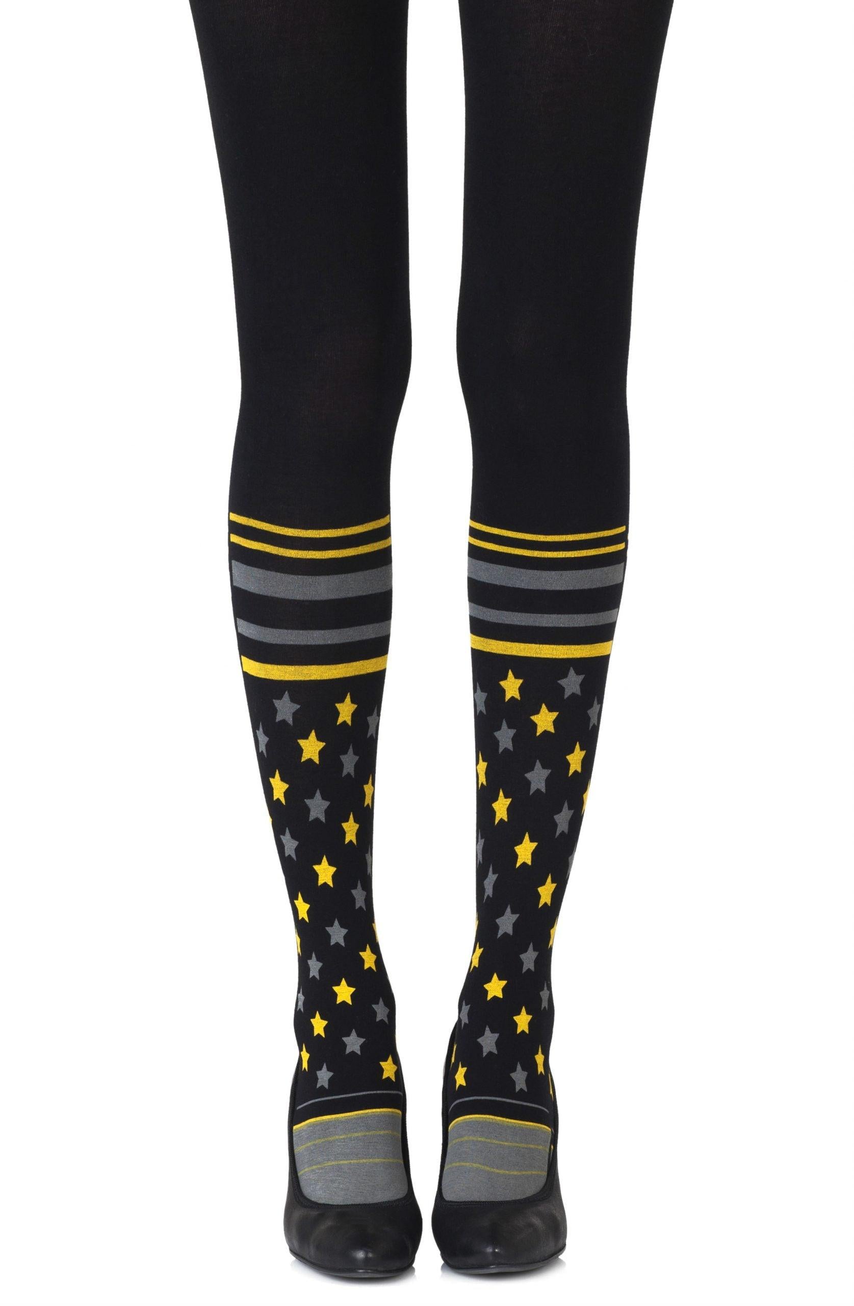 Zohara &quot;Sock It To Me&quot; Black Print Tights - Sydney Rose Lingerie 
