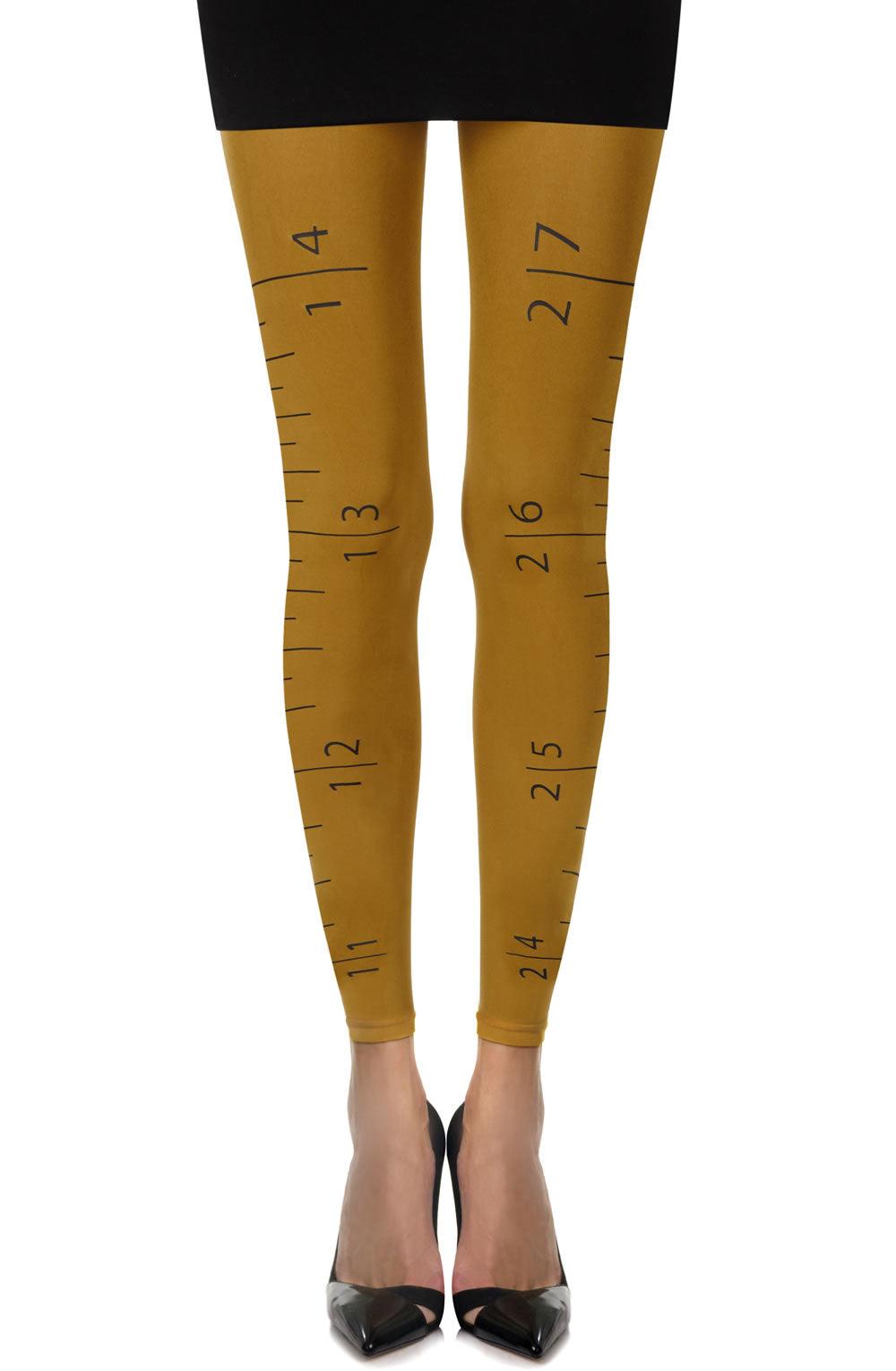 Zohara &quot;Tape Measure&quot; Mustard Footless Tights - Sydney Rose Lingerie 