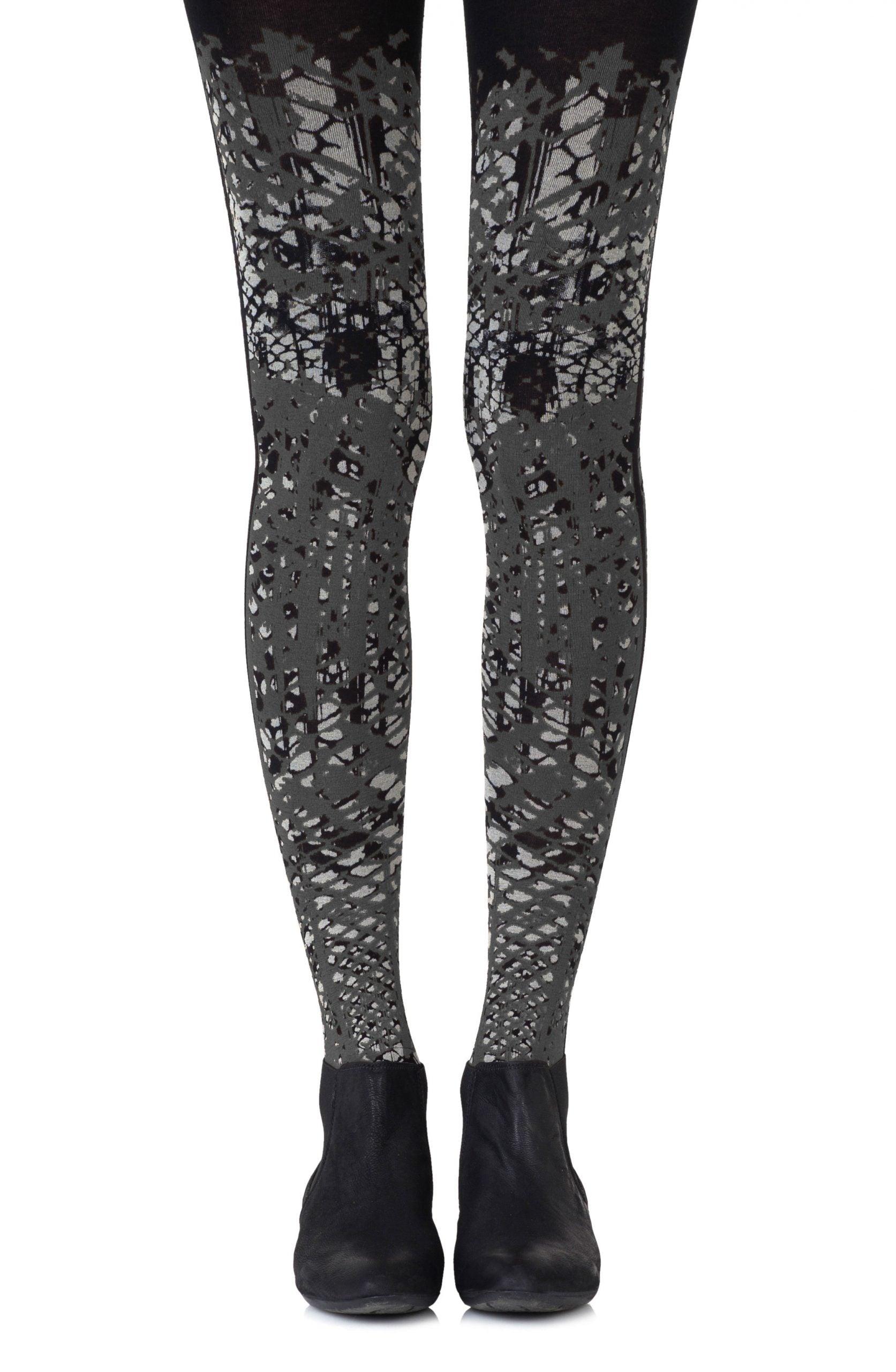 Zohara &quot;Tip The Scale&quot; Light Grey Print Tights - Sydney Rose Lingerie 