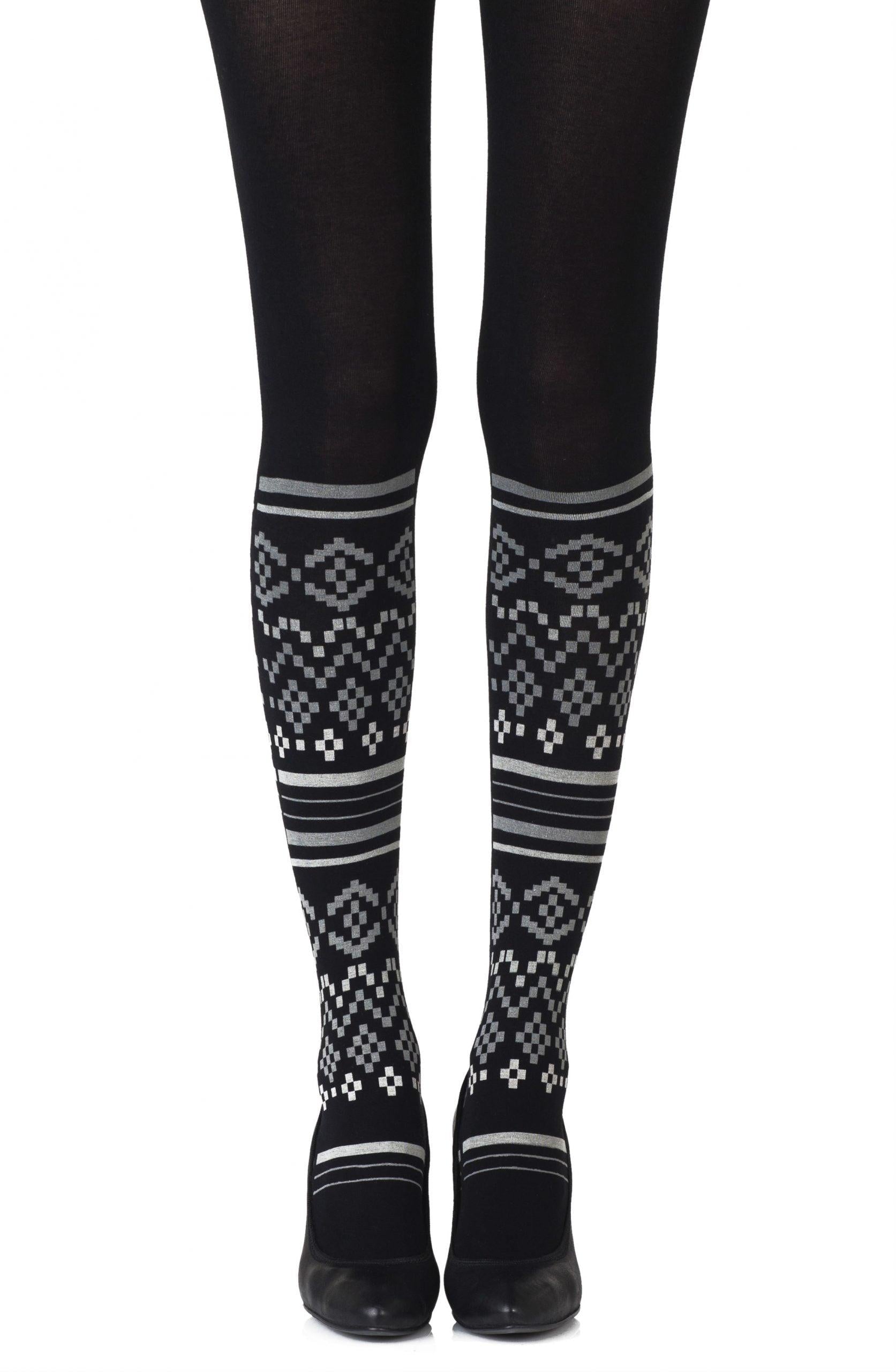 Zohara &quot;Too Cool&quot; Light Grey Print Tights - Sydney Rose Lingerie 